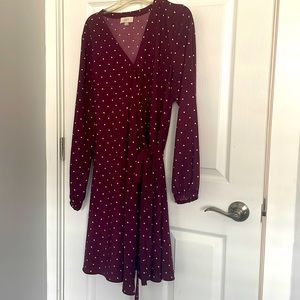 Loft Outlet Burgundy Dot Wrap Dress
